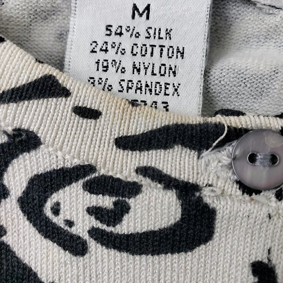 Jillian Jones Black & Cream Floral Print Silk Blend Twin Set, M - Picture 11 of 11